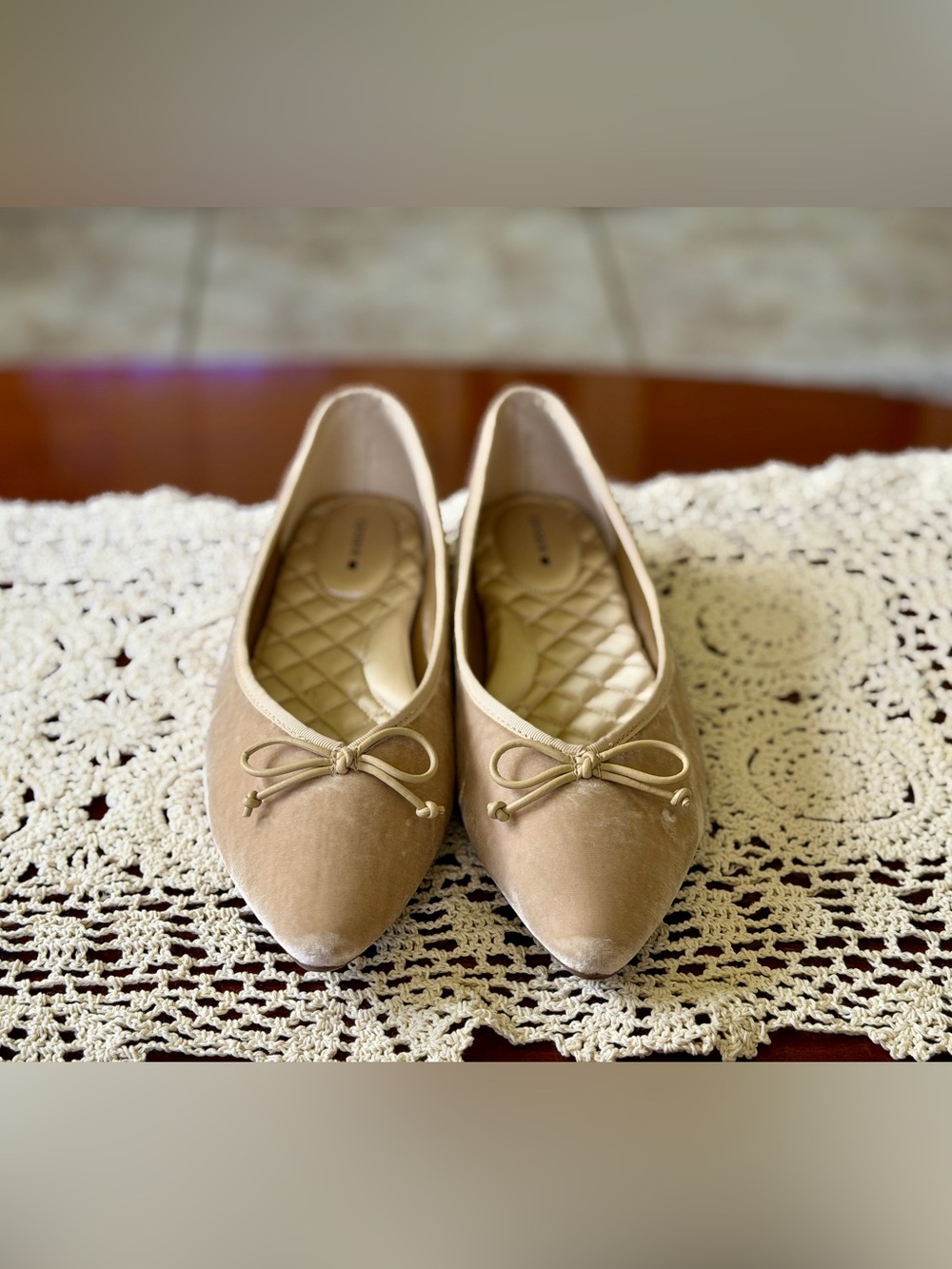 Birdies Blush Velvet Pointed-Toe Ballet Flats - Picture 3 of 8